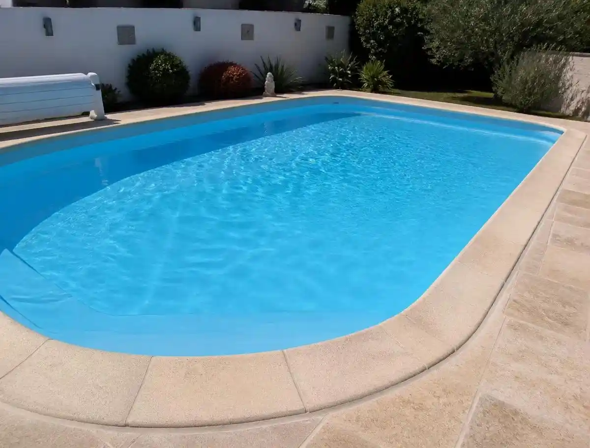 Piscine rénovée avec membrane PVC armée bleue neuve